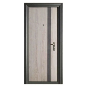 Fém bejárati ajtó szigeteléssel és kitekintővel Novo Doors NDFC7008, 2 zárral,acéllemez 0,7 mm, zsanérok és kilincs tartozékok, 7 cm-es tokkal, házhoz és lakáshoz, antracitszürke cu betét Stejar