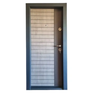 Usa metalica de apartament Novo Doors NDFC19 de culoare Gri antracit cu gri deschis cu deschidere pe Stanga