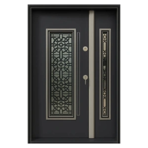 Usa metalica dubla de exterior Novo Doors NDS1001 de culoare Gri Antracit cu deschidere pe Stanga