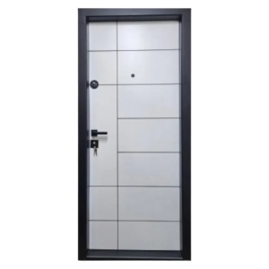 Novo Doors NDS02 kültéri bejárati fém ajtó fehér lakásba, jobb oldali nyílással