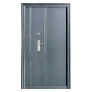 Novo Doors ND43D hőszigetelt kétszárnyú fém kültéri ajtó kukucskálóval, balos/jobbos nyitás, 120x200 cm méret, 0,7 mm acéllemez, családi házakhoz, Antracitszürke