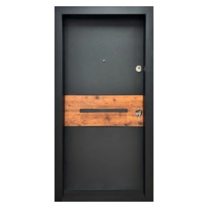 Usa metalica de exterior Novo Doors NDA2 de culoare Gri Antracit cu insertie Stejar cu deschidere pe Stanga