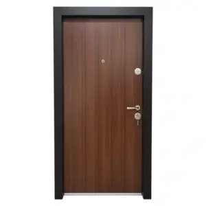 Usa metalica de exterior Novo Doors NDS305 de culoare Nuc cu deschidere pe Stanga
