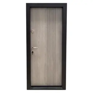 Fém lakásbejárati ajtó szigeteléssel és kitekintővel Novo Doors First Class NDS32, balos/jobbos nyitással, Méret 200X88 cm, acéllemez 1.2 mm, komplett készlet, világosszürke