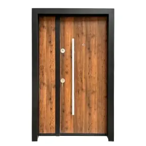 Usa metalica dubla de exterior Novo Doors NDS1200 de culoare Stejar auriu cu deschidere pe Dreapta