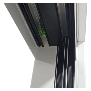 Kétszárnyú toló beltéri termopán ajtó Novo Doors ND300, átlátszó üveg, alumínium keret, komplett készlet, 14 cm-es tok tartozék, 140x200 cm - Img 2