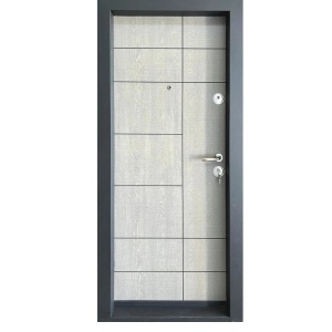 Novo Doors NDS01 kültéri bejárati fém ajtó lakásba világosszürke színben bal oldali nyílással