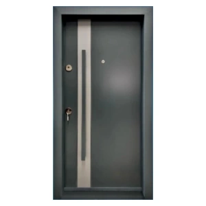Usa metalica de exterior Novo Doors NDA1 de culoare Gri Antracit si gri deschis cu deschidere pe Dreapta