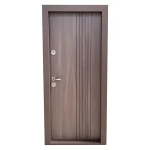 Fém lakásbejárati ajtó szigeteléssel és kitekintővel Novo Doors First Class NDS29, balos/jobbos nyitással, Méret 200X88 cm, acéllemez 1.2 mm, komplett készlet, tanganika barna