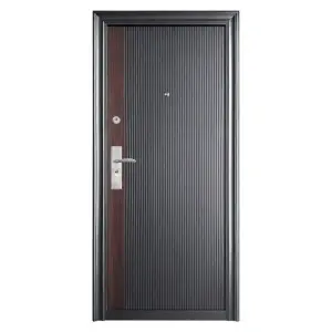 Novo Doors ND44 hőszigetelt fém kültéri ajtó kukucskálóval, balos/jobbos nyitás, 0,7 mm acéllemez, pántokkal és kilinccsel együtt, 7 cm-es tokkal, családi házakhoz, Szürke Wenge