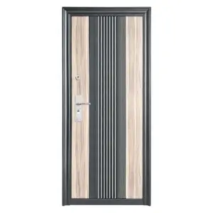 Usa metalica de exterior Novo Doors ND45, de culoare Gri Antracit cu Stejar deschis, cu deschidere pe Dreapta