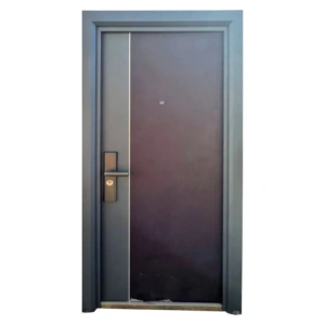 Usa metalica de exterior Novo Doors NDFC10001  de culoare Maron lovitura de ciocan cu deschidere pe Stanga