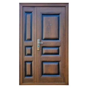 Usa metalica dubla de exterior Novo Doors ND5001  de culoare Maron deschis cu deschidere pe Stanga