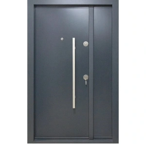 Usa metalica dubla de exterior Novo Doors NDS1400 de culoare Nuc cu deschidere pe Stanga