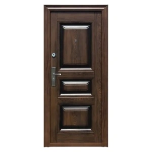 Fém bejárati ajtó szigeteléssel és kitekintővel Novo Doors ND7001, 2 zárral,acéllemez 0,7 mm, zsanérok és kilincs tartozékok, 7 cm-es tokkal, házhoz és lakáshoz, barna