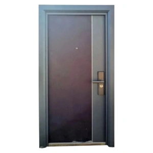 Novo Doors NDFC10001 kültéri bejárati ajtó szürke színű házakhoz, bal oldalon wenge nyomat nyílással