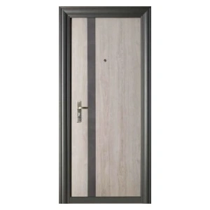 kültéri bejárati ajtó Novo Doors NDFC7008 házakhoz antracitszürke színben, jobb oldalon tölgy betétnyílással