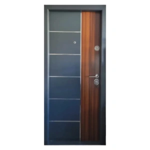 Usa metalica de exterior Novo Doors NDS08  de culoare Gri antracit cu insertie stejar cu deschidere pe Stanga