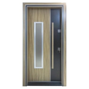 kültéri bejárati ajtó Novo Doors NDS1000S világos tölgy színű házakhoz, biztosított üveggel balra nyíló nyílással