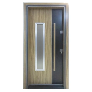 Usa metalica de exterior Novo Doors NDS1000S de culoare Stejar deschis cu deschidere pe Stanga