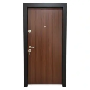 Usa metalica de exterior Novo Doors NDS305 de culoare Nuc cu deschidere pe Dreapta