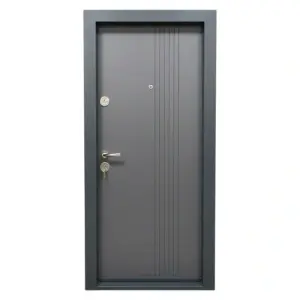Fém lakásbejárati ajtó szigeteléssel és kitekintővel Novo Doors First Class NDS30, balos/jobbos nyitással, Méret 200X88 cm, acéllemez 1.2 mm, komplett készlet, antracitszürke