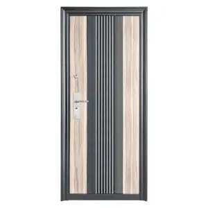 Usa metalica de exterior Novo Doors ND45, de culoare Gri Antracit cu Stejar deschis, cu deschidere pe Dreapta