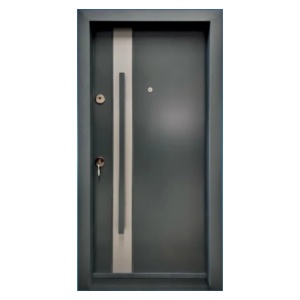 Usa metalica de exterior Novo Doors NDA1 de culoare Gri Antracit si gri deschis cu deschidere pe Dreapta