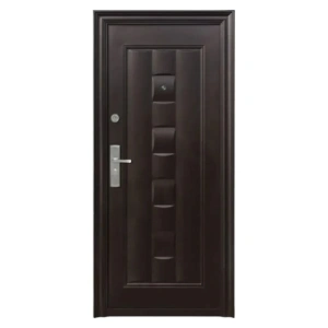 Usa metalica de exterior Novo Doors ND137  de culoare Gri antracit cu maron lovitura de ciocan cu deschidere pe Stanga