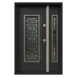 Usa metalica dubla de exterior Novo Doors NDS1001 de culoare Gri Antracit cu deschidere pe Stanga