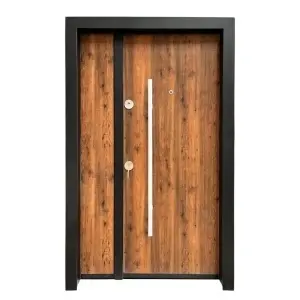 Usa metalica dubla de exterior Novo Doors NDS1200 de culoare Stejar auriu cu deschidere pe Dreapta