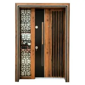 Usa metalica dubla de exterior Novo Doors NDS1000 de culoare Stejar Auriu cu deschidere pe Dreapta