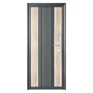 Usa metalica de exterior Novo Doors ND45, de culoare Gri Antracit cu Stejar deschis, cu deschidere pe Stanga