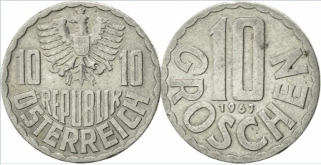 Austria 1964 - 10 groschen, circulata