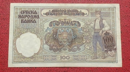 Muntenegru 1941 - 100 denari, circulata - supr. ocupatie italiana - Img 2