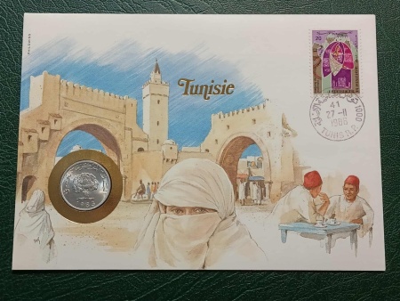 Tunisia 1983 - FDC cu moneda 5 millimes, necirculata