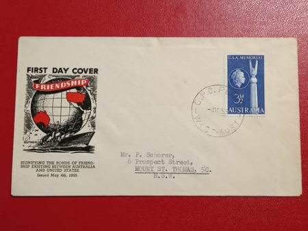 Australia 1955 - 13th bataliei de la Marea Coralilor, FDC circulata