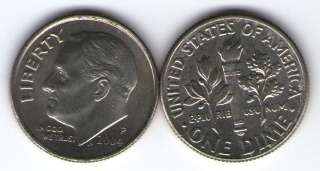 SUA 2015P - 10 cents, circulata