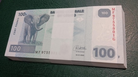 Congo Democratic 2022 - 100 francs, necirculata (100 bucati)