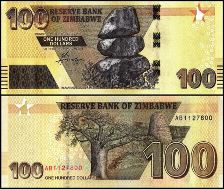 Zimbabwe 2020 - 100 dollars, necirculata