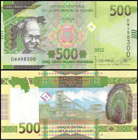 Guinea 2022 - 500 francs, necirculata