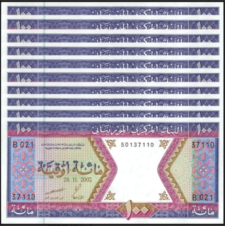Mauritania 2002 - 100 ouguiya, necirculata (10 bucati)