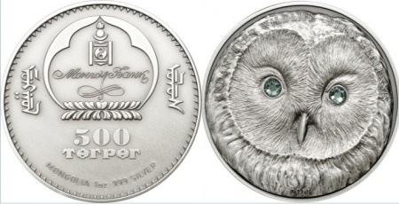 Mongolia 2011 - 500 tugriks, proof - Bufnița din Ural