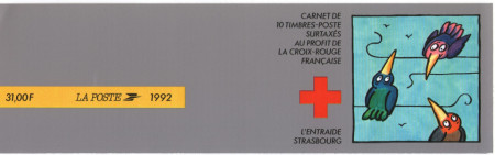 Franta 1992 - crucea rosie, 10 neuzate in carnet filatelic - Img 2