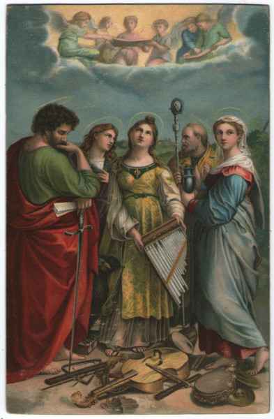 Pictura de Raffaello - Sf.Cecilia, vedere litho Stengel
