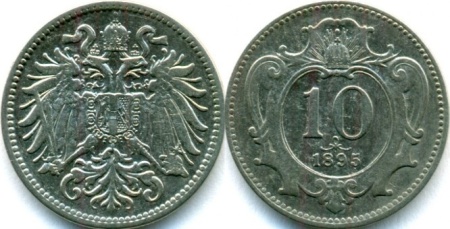 Austro-Ungaria 1895 - 10 heller, circulata