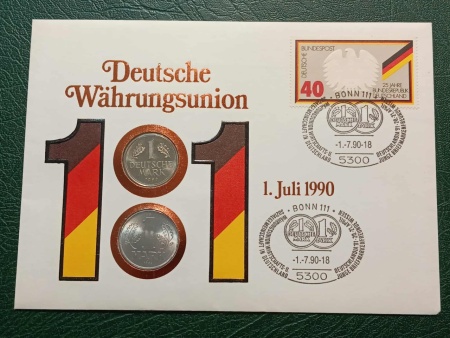 Germania 1982A-89J - FDC cu moneda 1 mark de RDG si RFG, necirculate