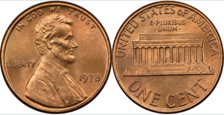 SUA 1986 - 1 cent, circulata