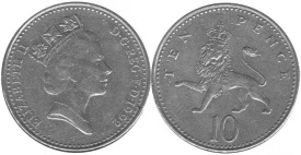 Anglia 1992 - 10 pence, circulata