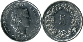 Elvetia 1970 - 5 rappen, circulata